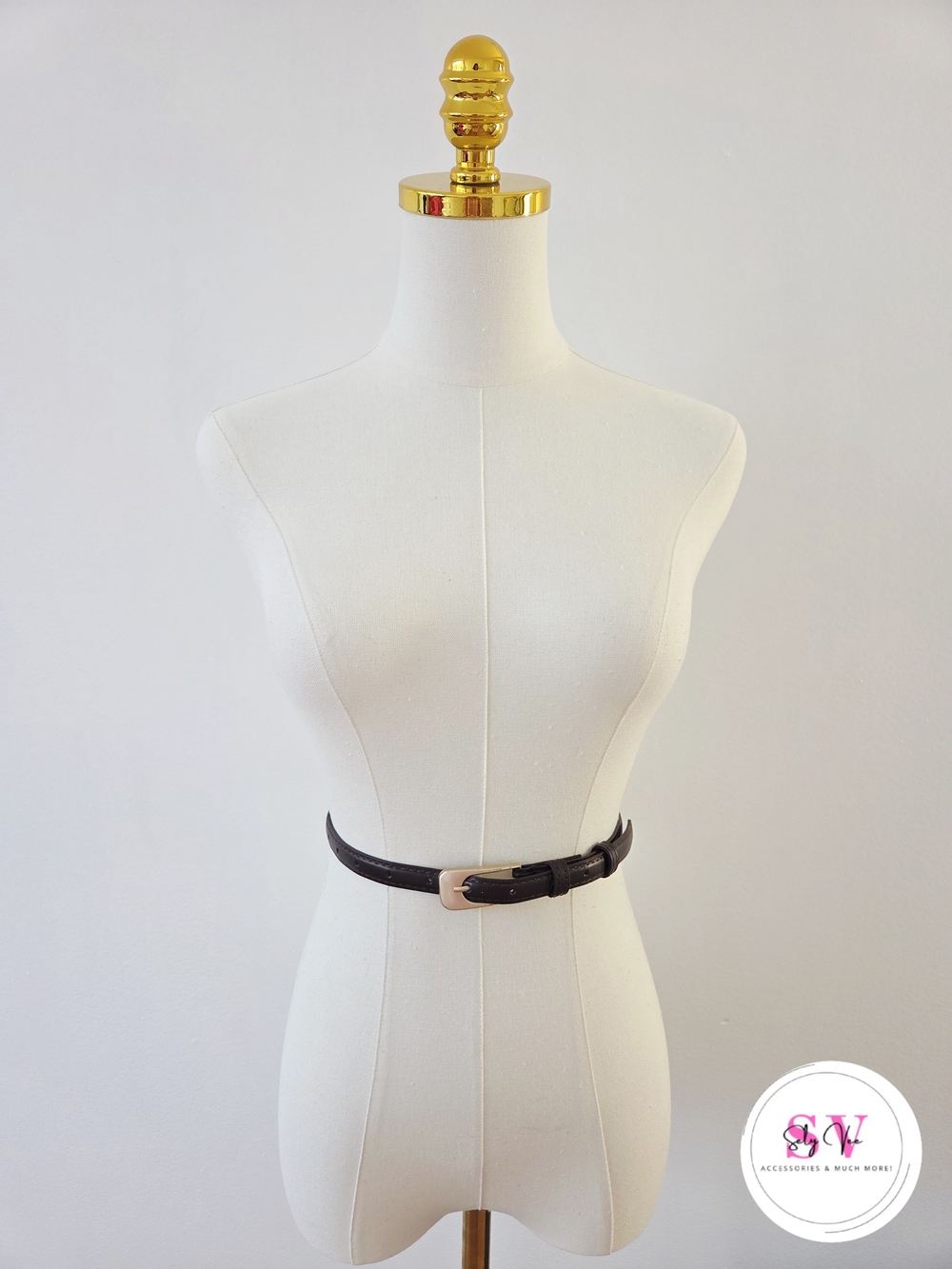 Dark Brown Belt With Gold Buckle
